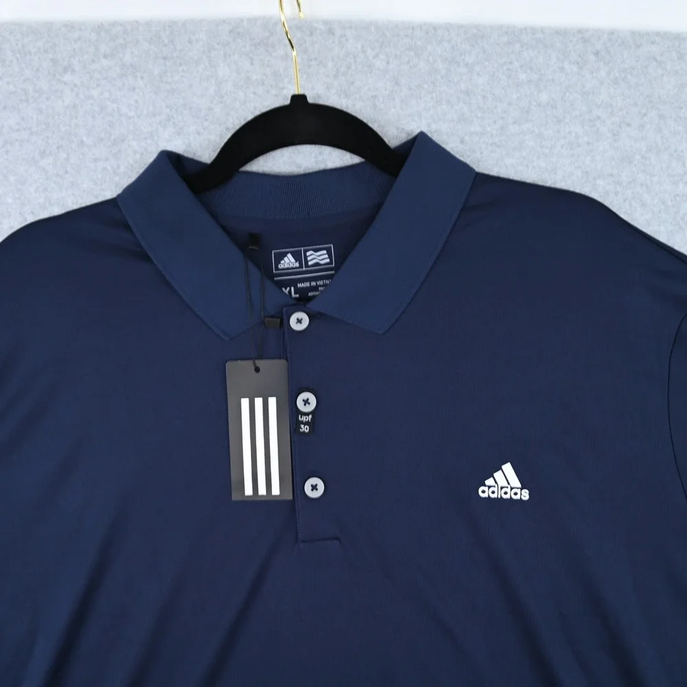 NWT Adidas AdiPerform Men's Golf Polo Shirt Navy Blue 2XL AE4777 UPF 30